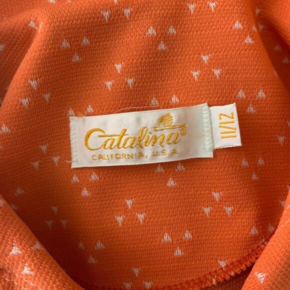 Vintage 70s Catalina Double Knit Leisure Pant Suit M Orange Bellbottoms Polyeste - Picture 10 of 10